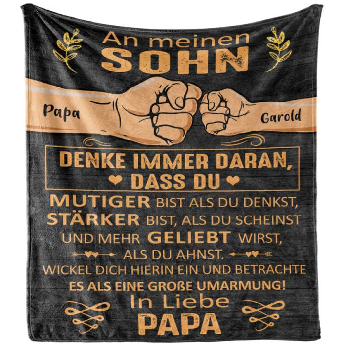 Denke immer daran dass Du... - Geschenk für Sohn - Personalisierte Fleecedecke/Sherpa Decke