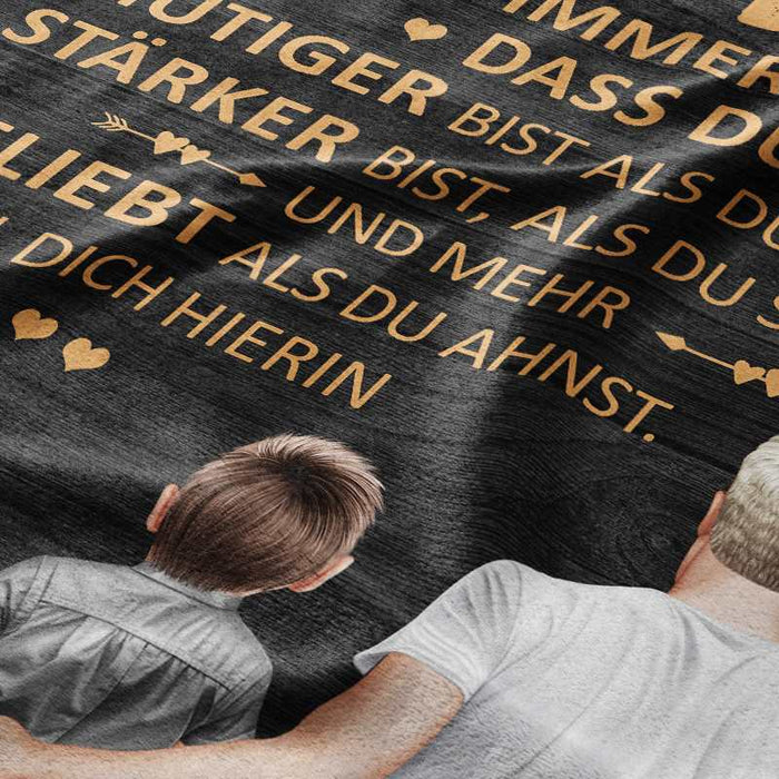 Du bist mehr geliebt - Geschenk für Sohn, Tochter - Personalisierte Fleecedecke/Sherpa Decke