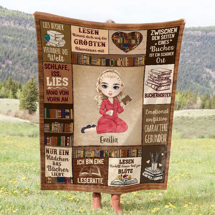 Meine Lese-Decke Ich bin ein Lesesüchtiger - Geschenk für Bücherliebhaber, Geschenk für Kinder - Personalisierte Fleecedecke