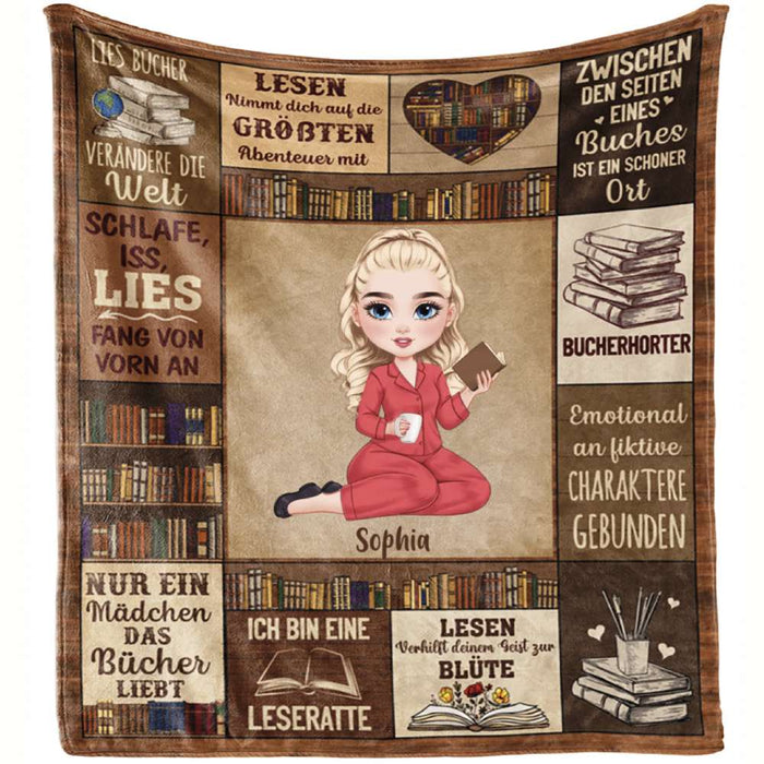Meine Lese-Decke Ich bin ein Lesesüchtiger - Geschenk für Bücherliebhaber, Geschenk für Kinder - Personalisierte Fleecedecke