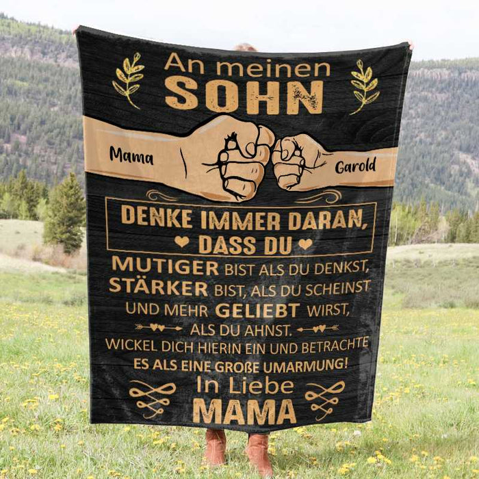 Denke immer daran dass Du... - Geschenk für Sohn - Personalisierte Fleecedecke/Sherpa Decke