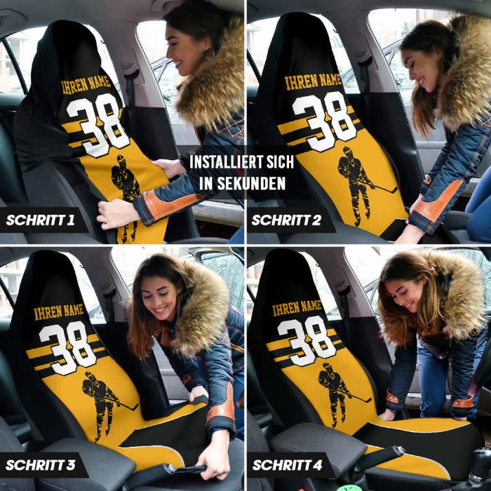 Personalisierte Autositzbezüge - Hockeyfeld (2 Stück, universelle Passform)