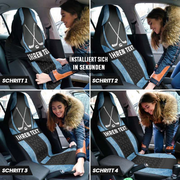 Personalisierte Autositzbezüge - Eishockeyschläger (2 Stück, universelle Passform)