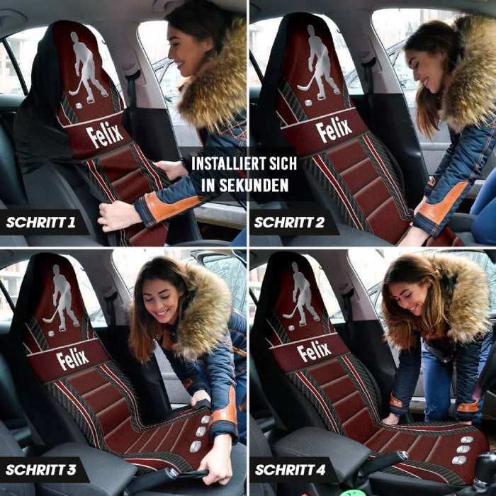 Personalisierte Hockey-Autositzbezüge(2 Stück, universelle Passform)
