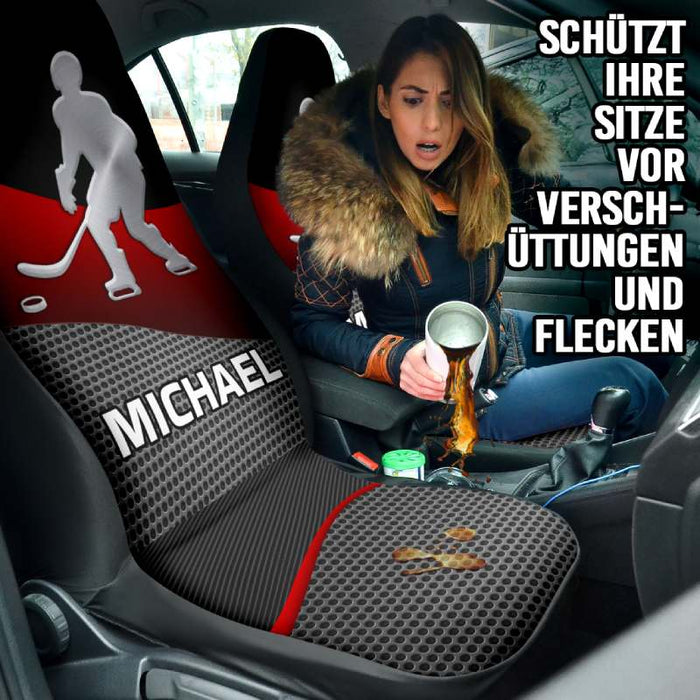 Personalisierte Autositzbezüge - Eishockeyspieler (2 Stück, universelle Passform)