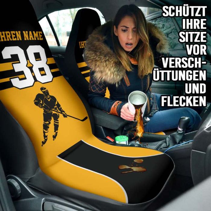 Personalisierte Autositzbezüge - Hockeyfeld (2 Stück, universelle Passform)