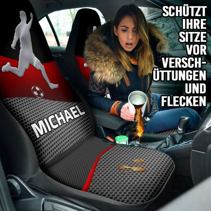 Personalisierte Autositzbezüge - Fußballspieler (2 Stück, universelle Passform)
