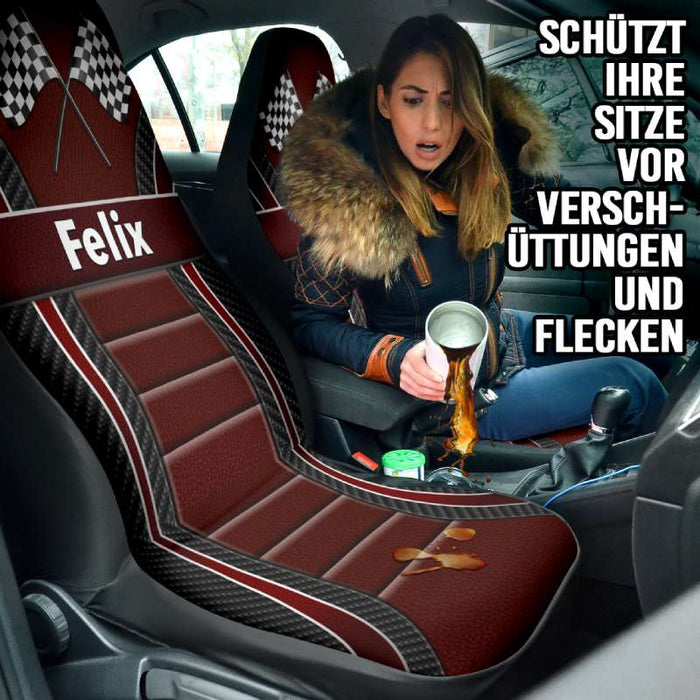 Personalisierte Formel-1-Autositzbezüge (2 Stück, universelle Passform)