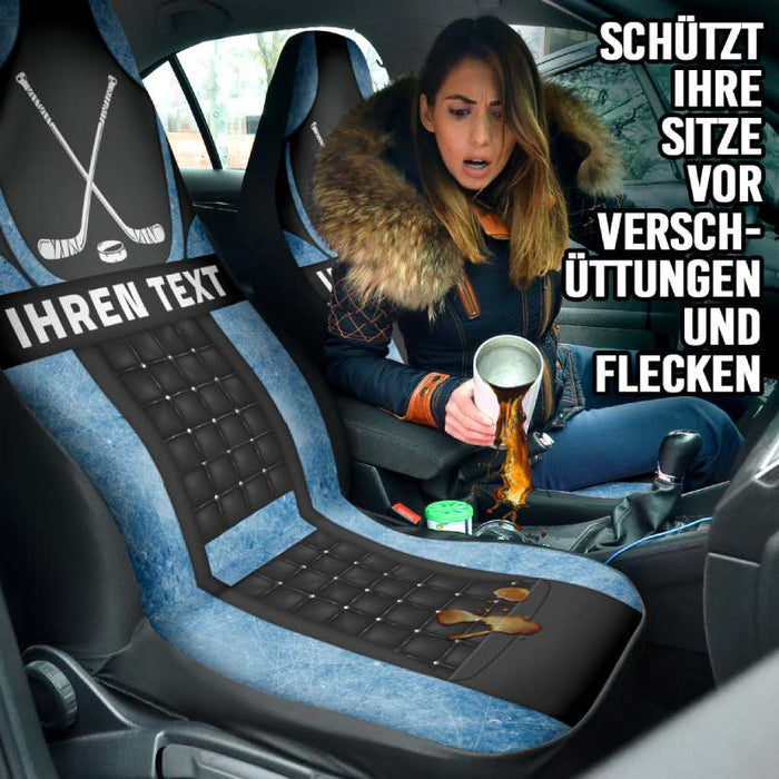 Personalisierte Autositzbezüge - Eishockeyschläger (2 Stück, universelle Passform)