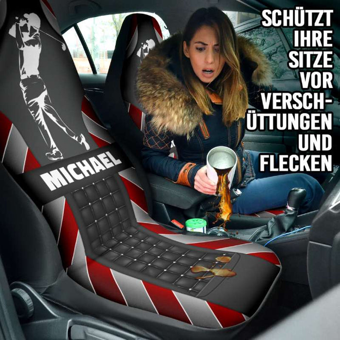 Personalisierte Autositzbezüge - Golfspieler (2 Stück, universelle Passform)
