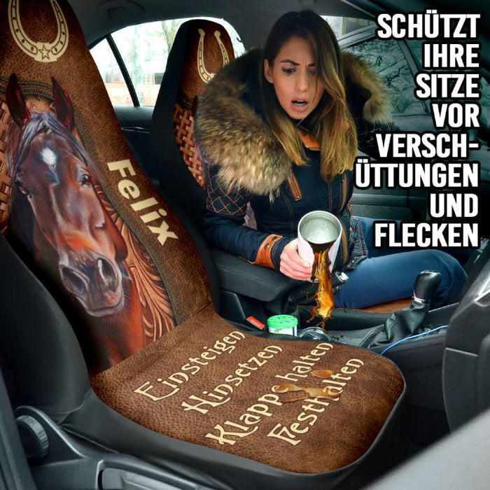 Personalisierte Pferde-Autositzbezüge (2 Stück, universelle Passform)