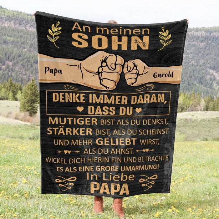 Denke immer daran dass Du... - Geschenk für Sohn - Personalisierte Fleecedecke/Sherpa Decke