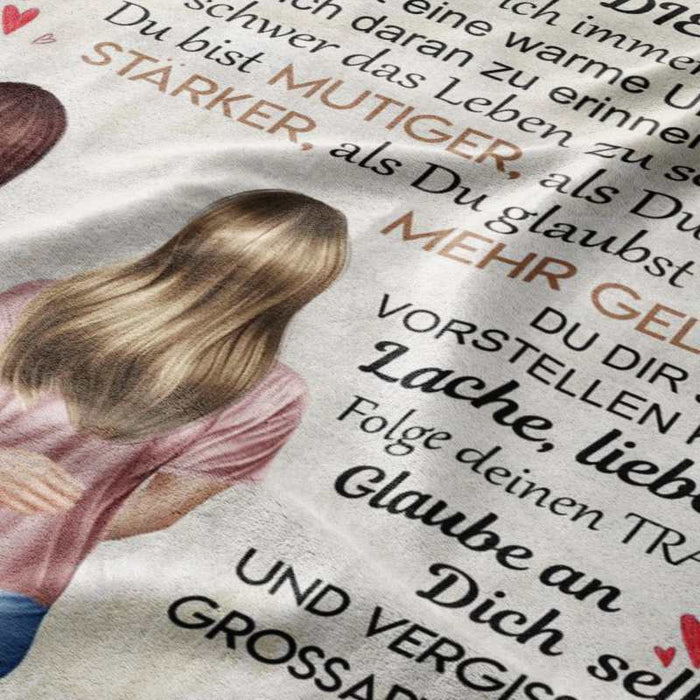 Du bist stärker als du glaubst - Geschenk für Tochter - Personalisierte Fleecedecke/Sherpa Decke